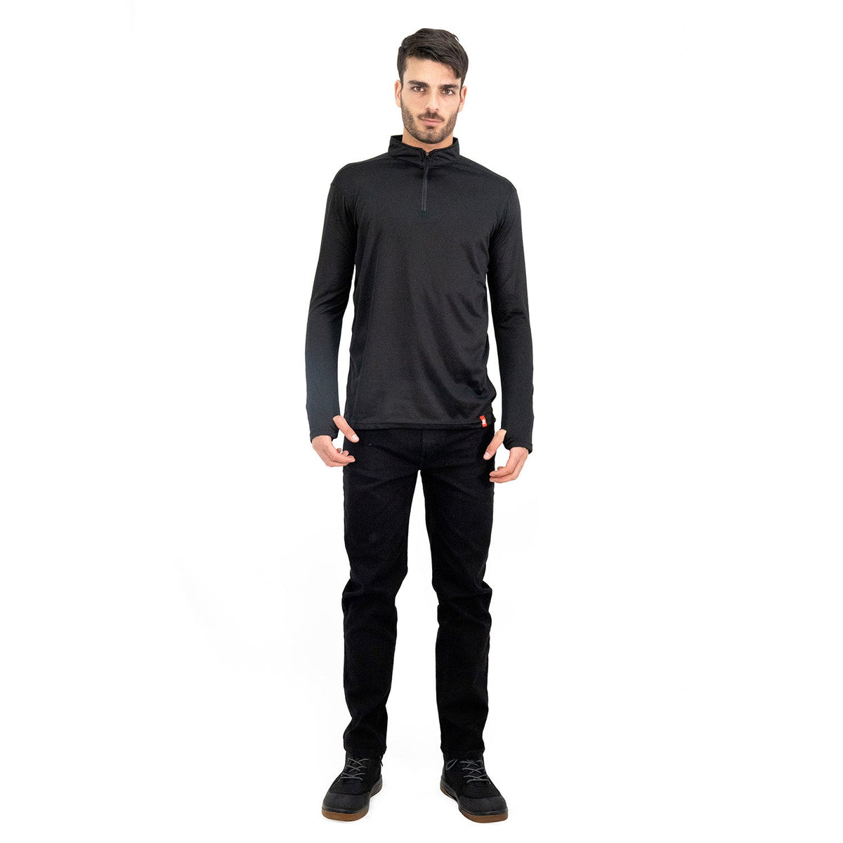 Polera Quebec Half-Zip Negro Hombre
