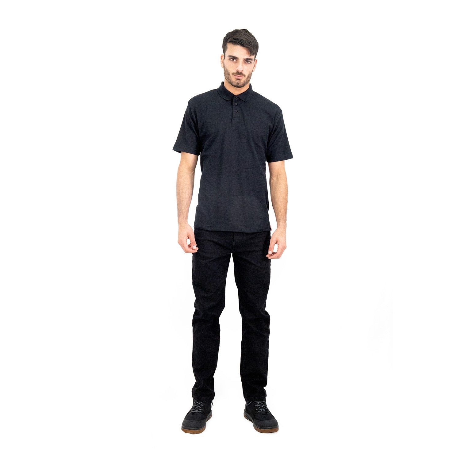 Polera Pique Quebec Manga Corta Negro Hombre
