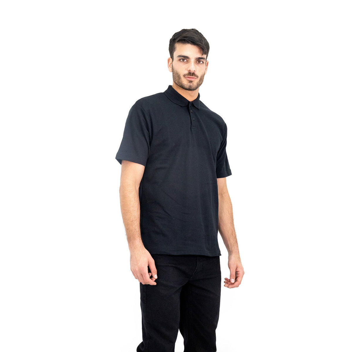 Polera Pique Quebec Manga Corta Negro Hombre
