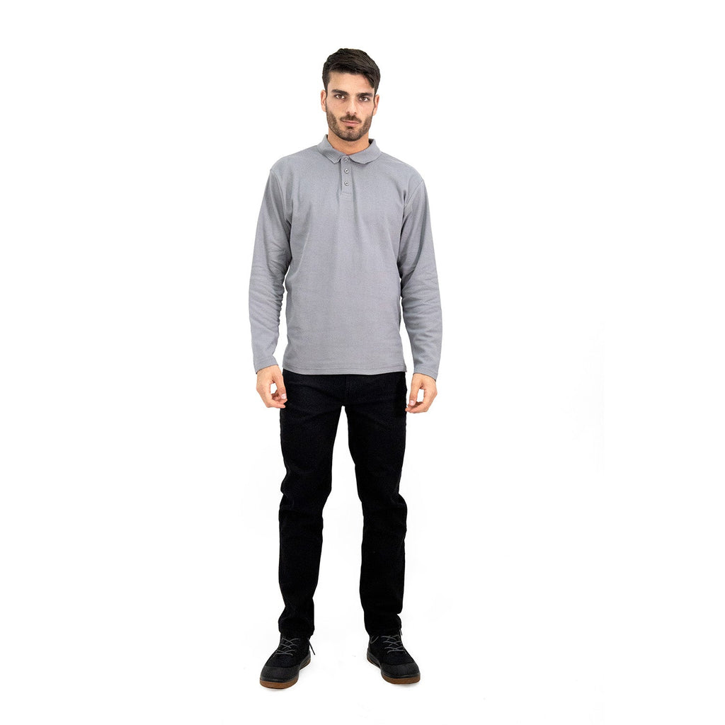 Polera Pique Quebec Manga Larga Gris Hombre