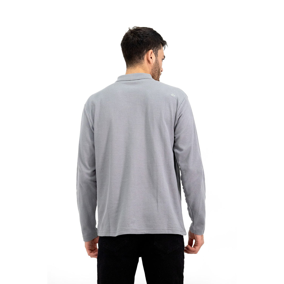 Polera Pique Quebec Manga Larga Gris Hombre