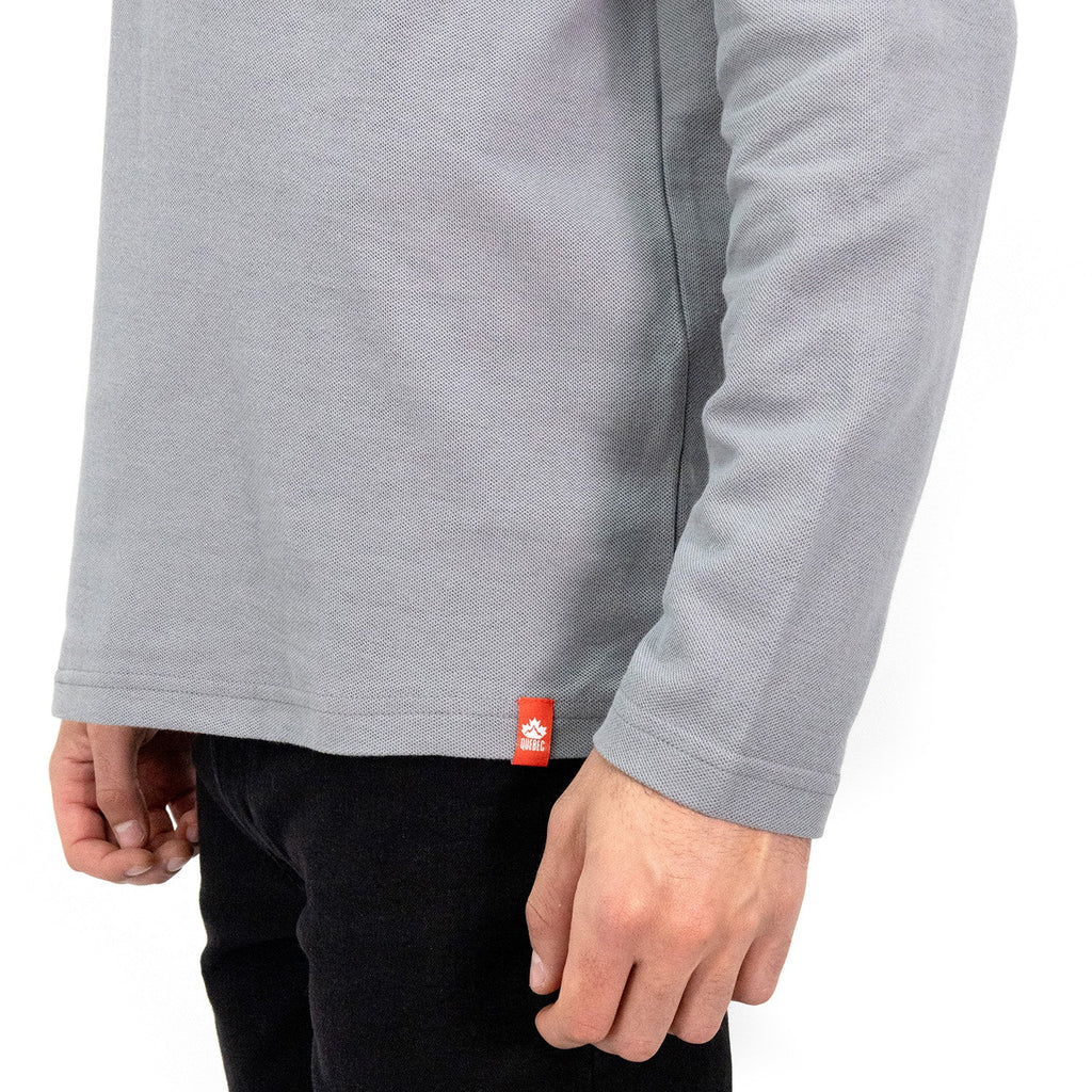Polera Pique Quebec Manga Larga Gris Hombre