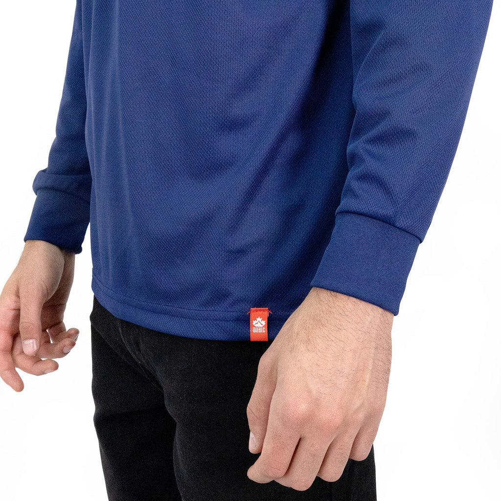 Polera Cooldry Quebec Manga Larga Azul