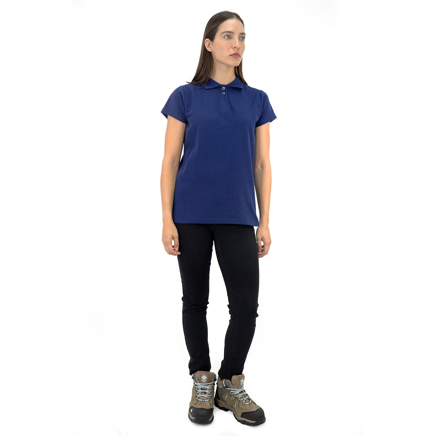 Polera Pique Quebec Manga Corta Azul Mujer