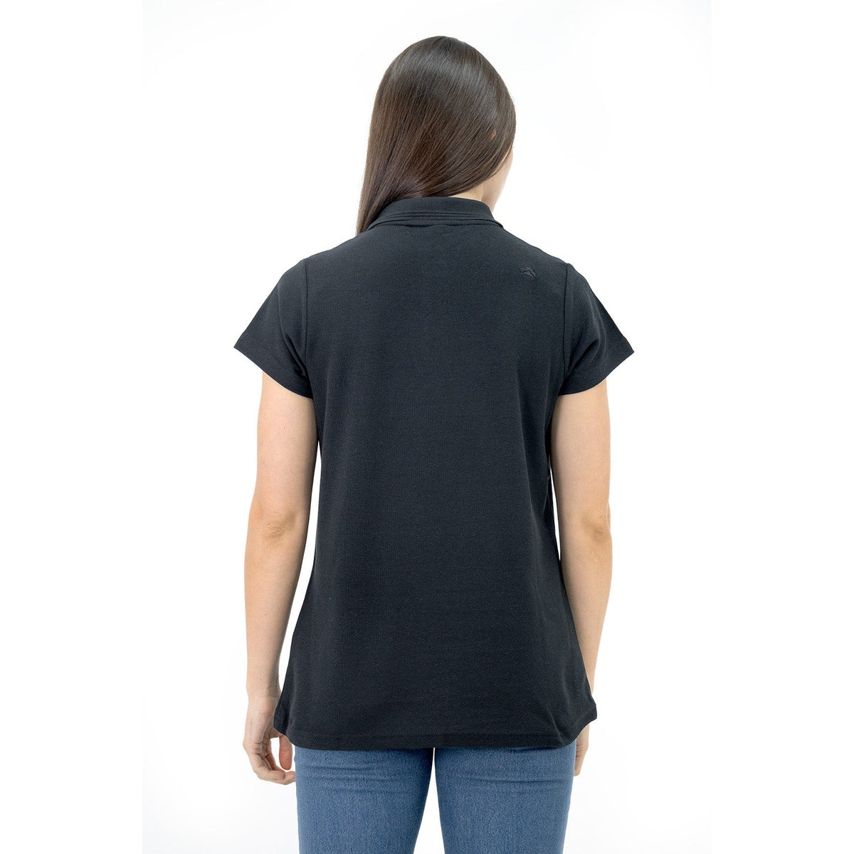 Polera Pique Quebec Manga Corta Negro Mujer
