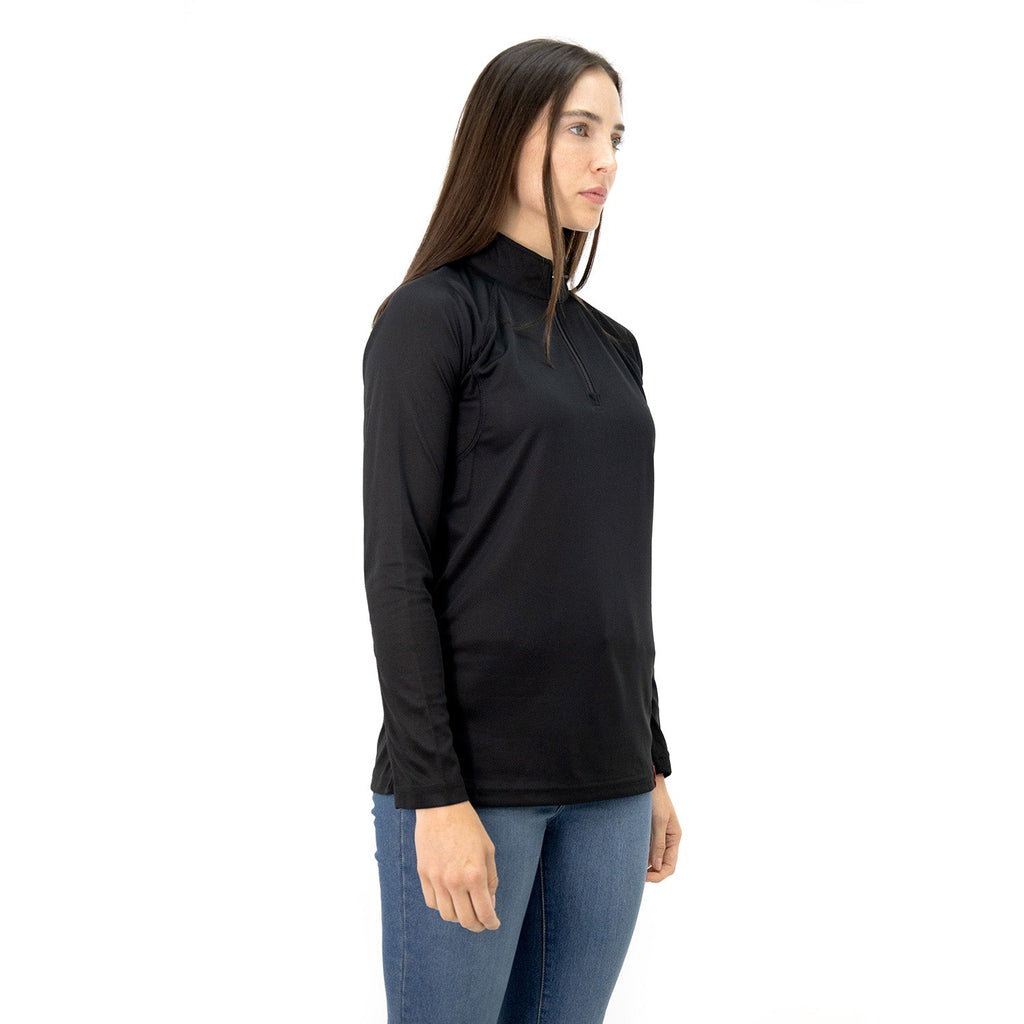 Polera Quebec Half-Zip Negro Mujer