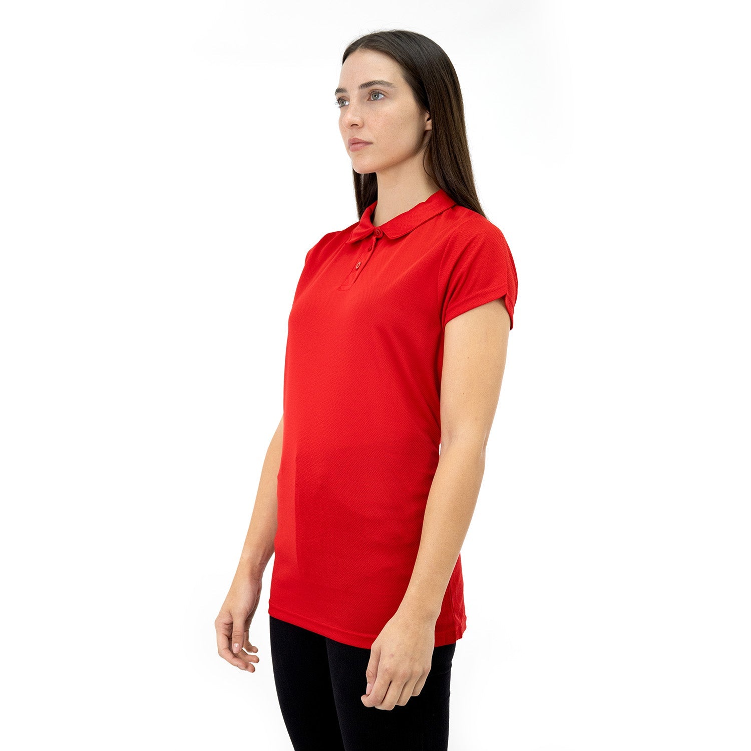 Polera Cooldry Quebec Manga Corta Rojo Mujer