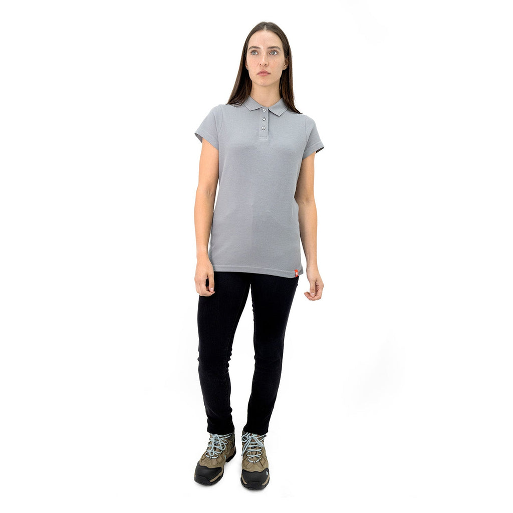 Polera Pique Quebec Manga Corta Gris Mujer
