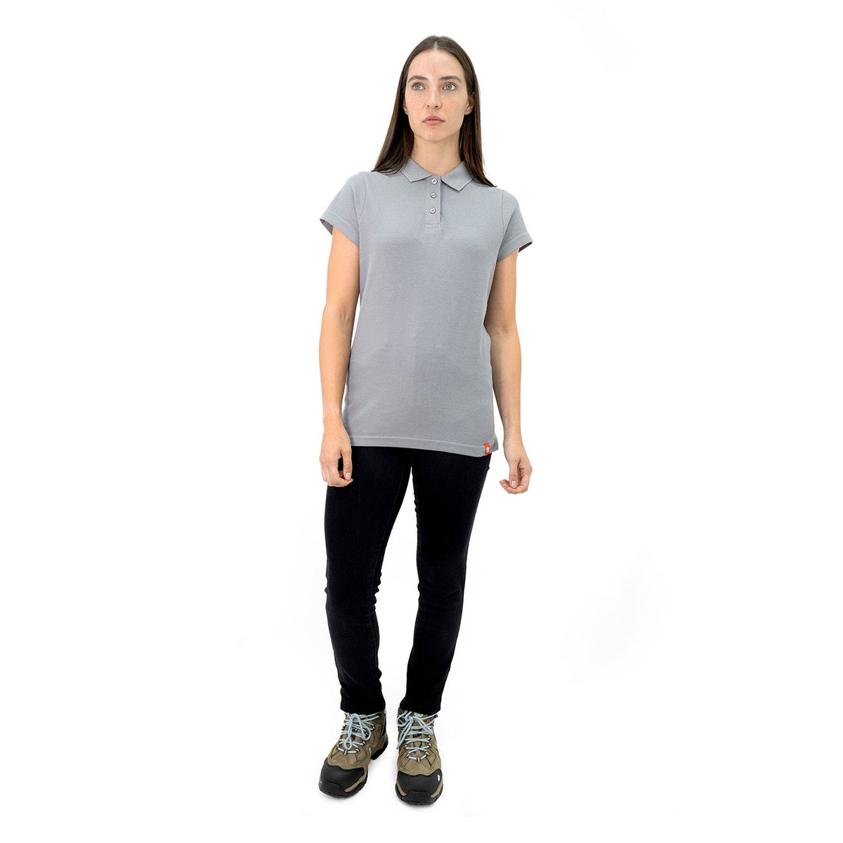 Polera Pique Quebec Manga Corta Gris Mujer