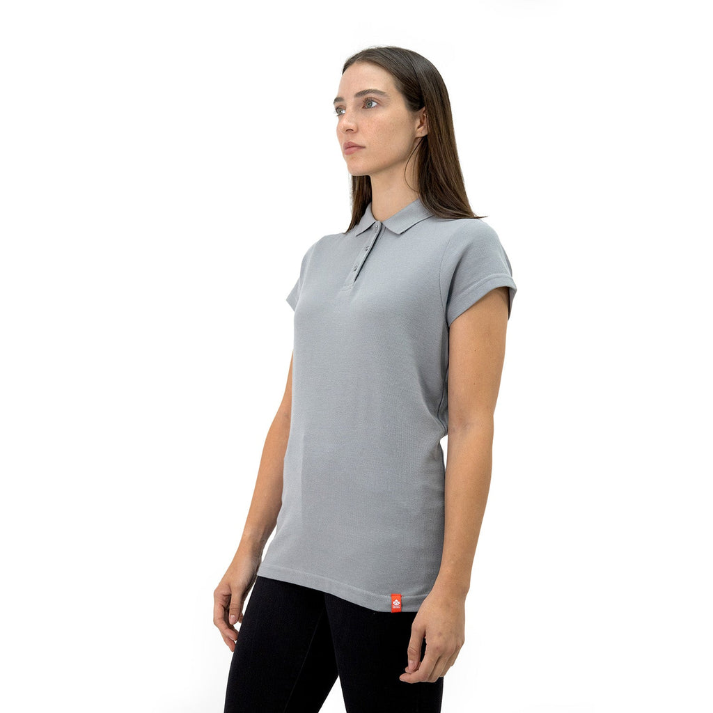 Polera Pique Quebec Manga Corta Gris Mujer