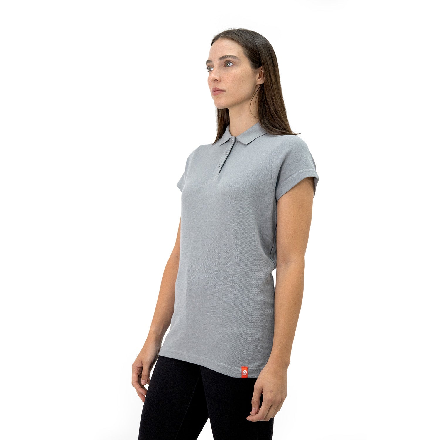 Polera Pique Quebec Manga Corta Gris Mujer