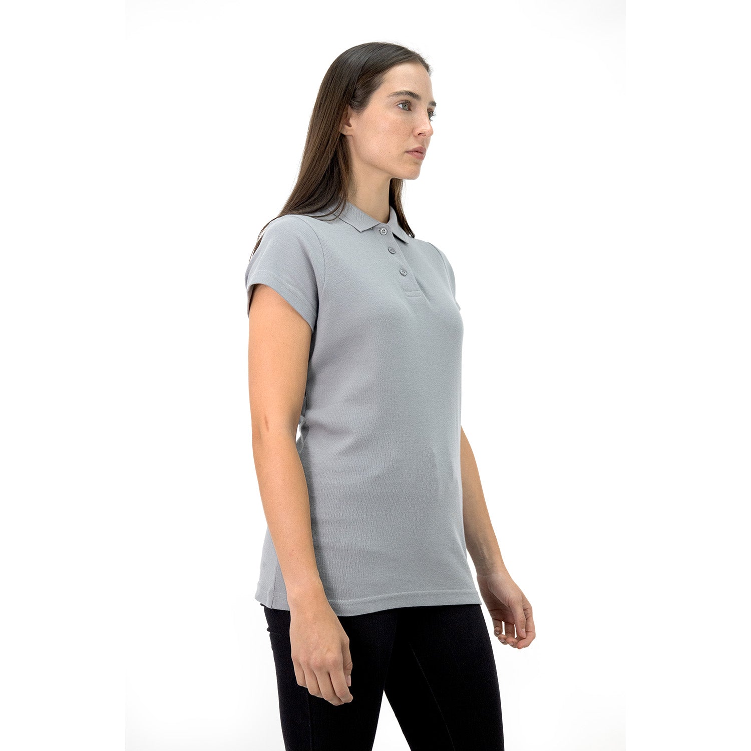 Polera Pique Quebec Manga Corta Gris Mujer